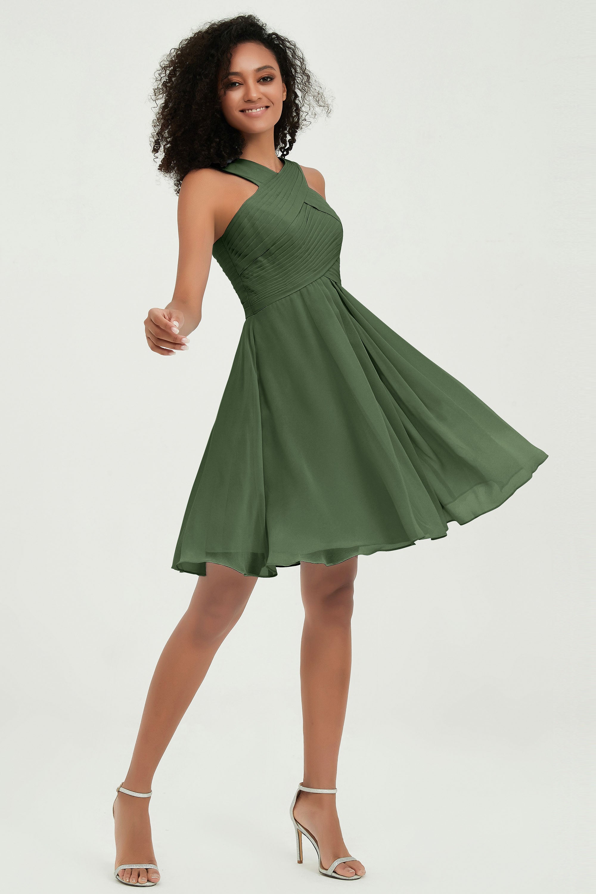 Empire Chiffon Knee Length Junior Bridesmaid Dress Wedding Prom Guest Dresses Gowns
