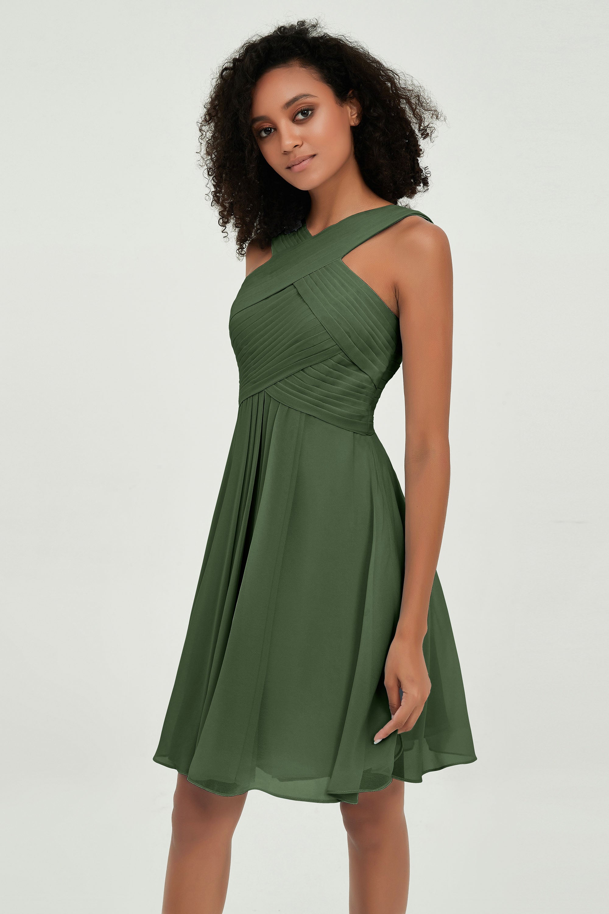 Empire Chiffon Knee Length Junior Bridesmaid Dress Wedding Prom Guest Dresses Gowns