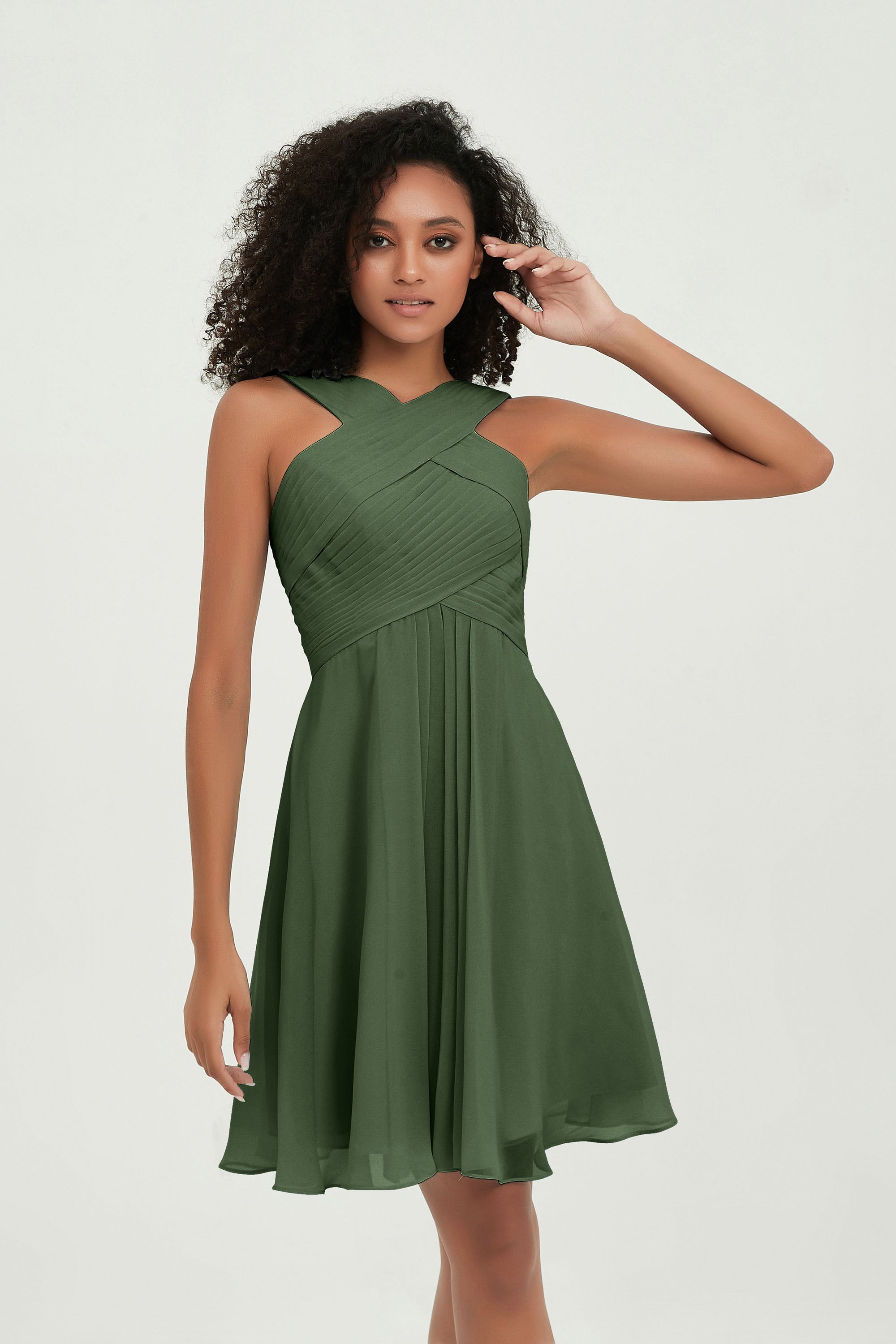 Empire Chiffon Knee Length Junior Bridesmaid Dress Wedding Prom Guest Dresses Gowns