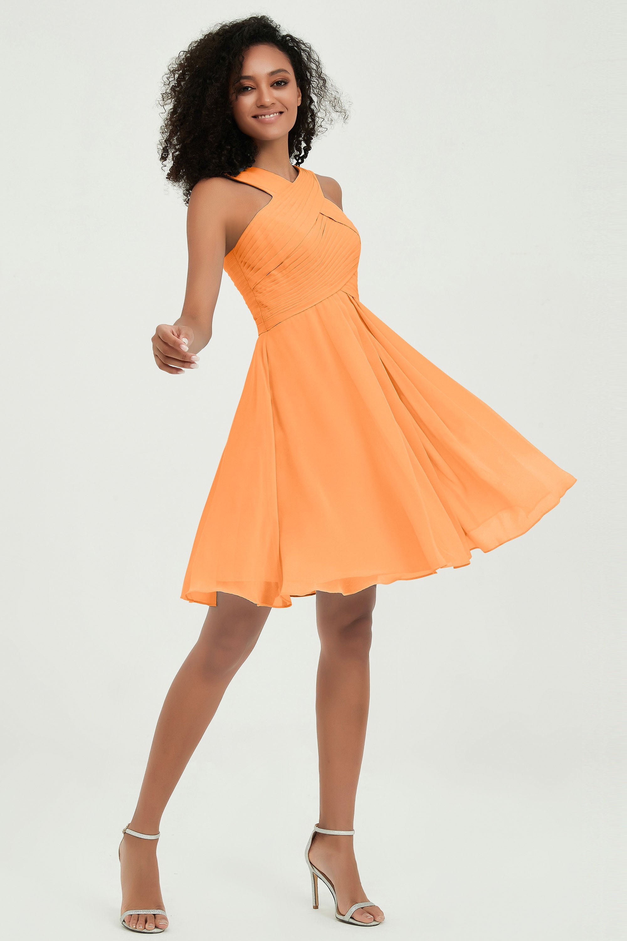 Empire Chiffon Knee Length Junior Bridesmaid Dress Wedding Prom Guest Dresses Gowns