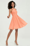Empire Chiffon Knee Length Junior Bridesmaid Dress Wedding Prom Guest Dresses Gowns