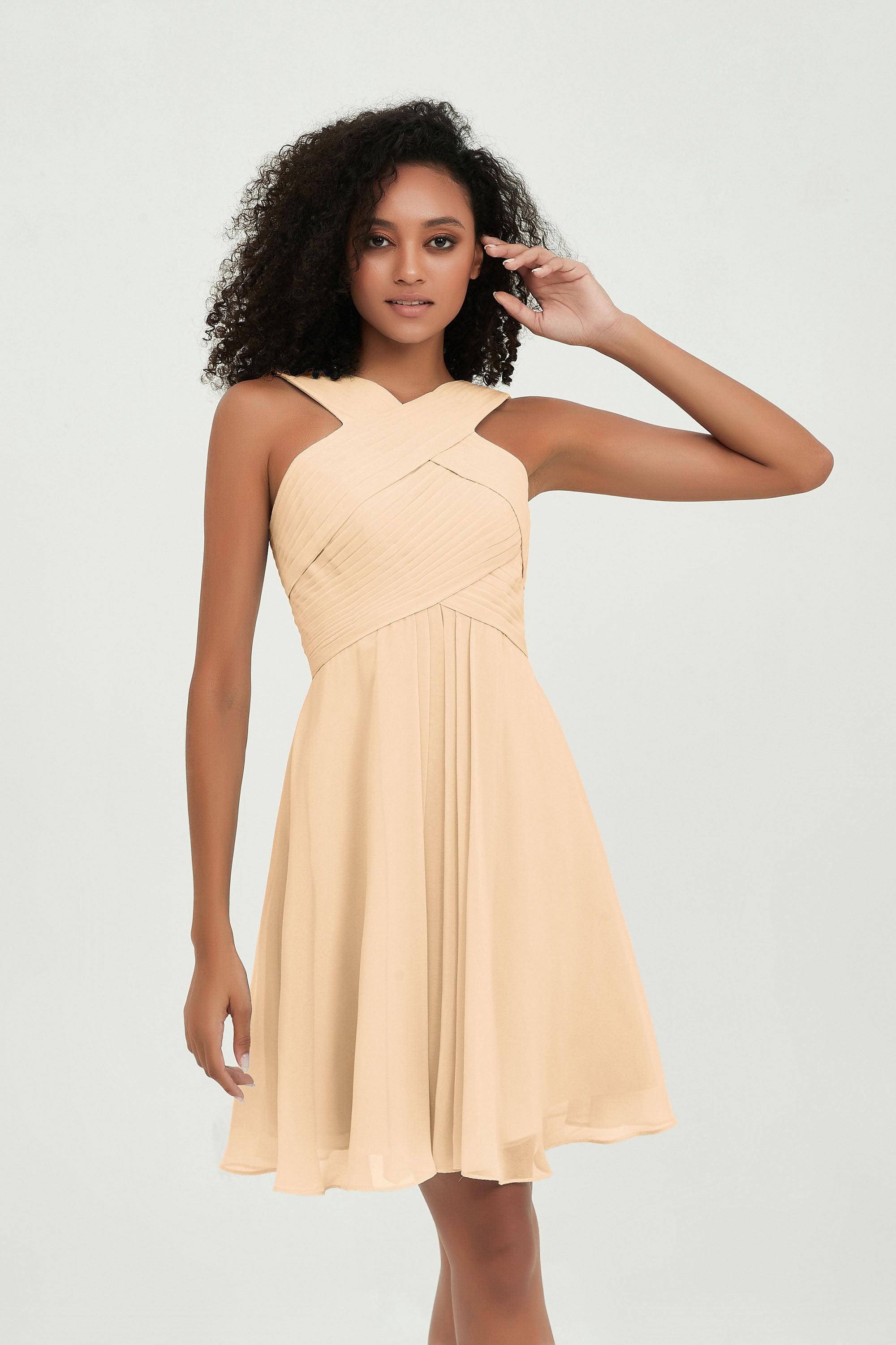 Empire Chiffon Knee Length Junior Bridesmaid Dress Wedding Prom Guest Dresses Gowns