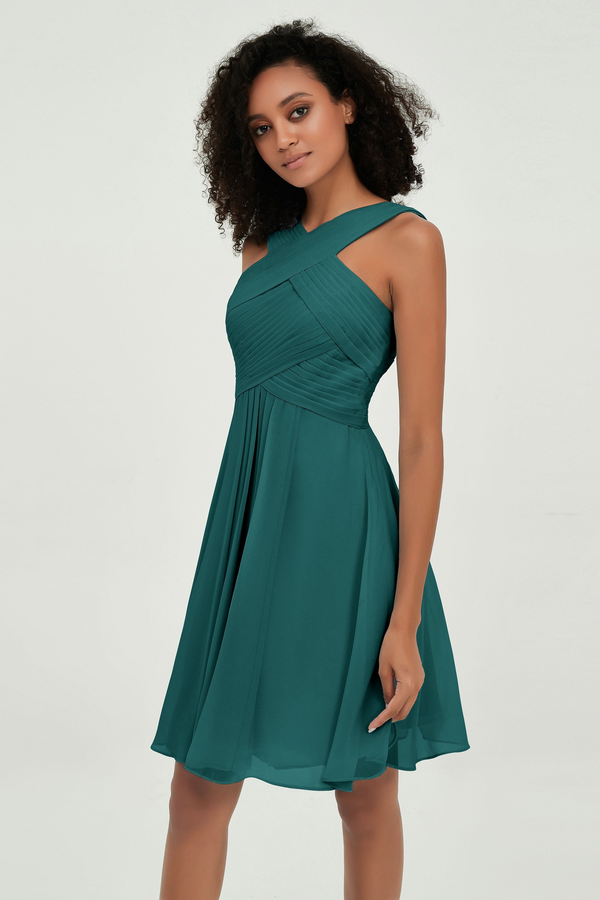 Empire Chiffon Knee Length Junior Bridesmaid Dress Wedding Prom Guest Dresses Gowns