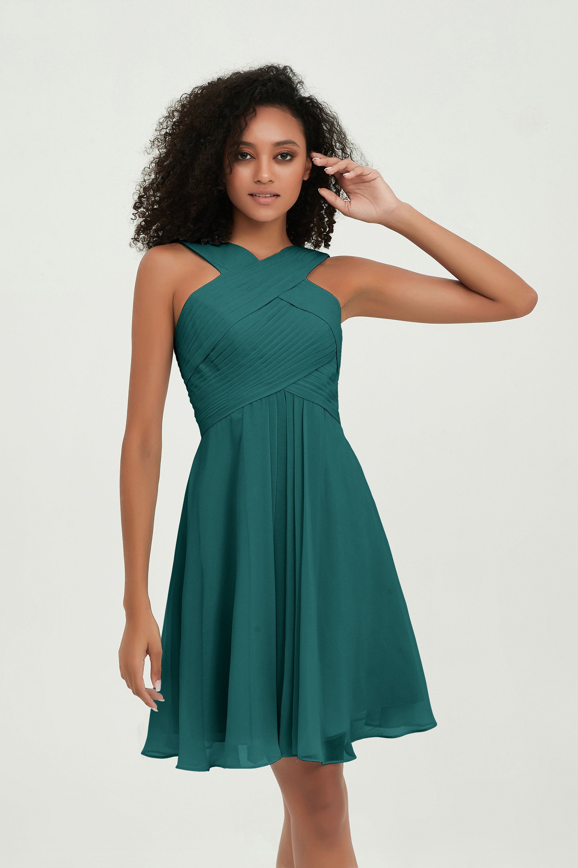 Empire Chiffon Knee Length Junior Bridesmaid Dress Wedding Prom Guest Dresses Gowns