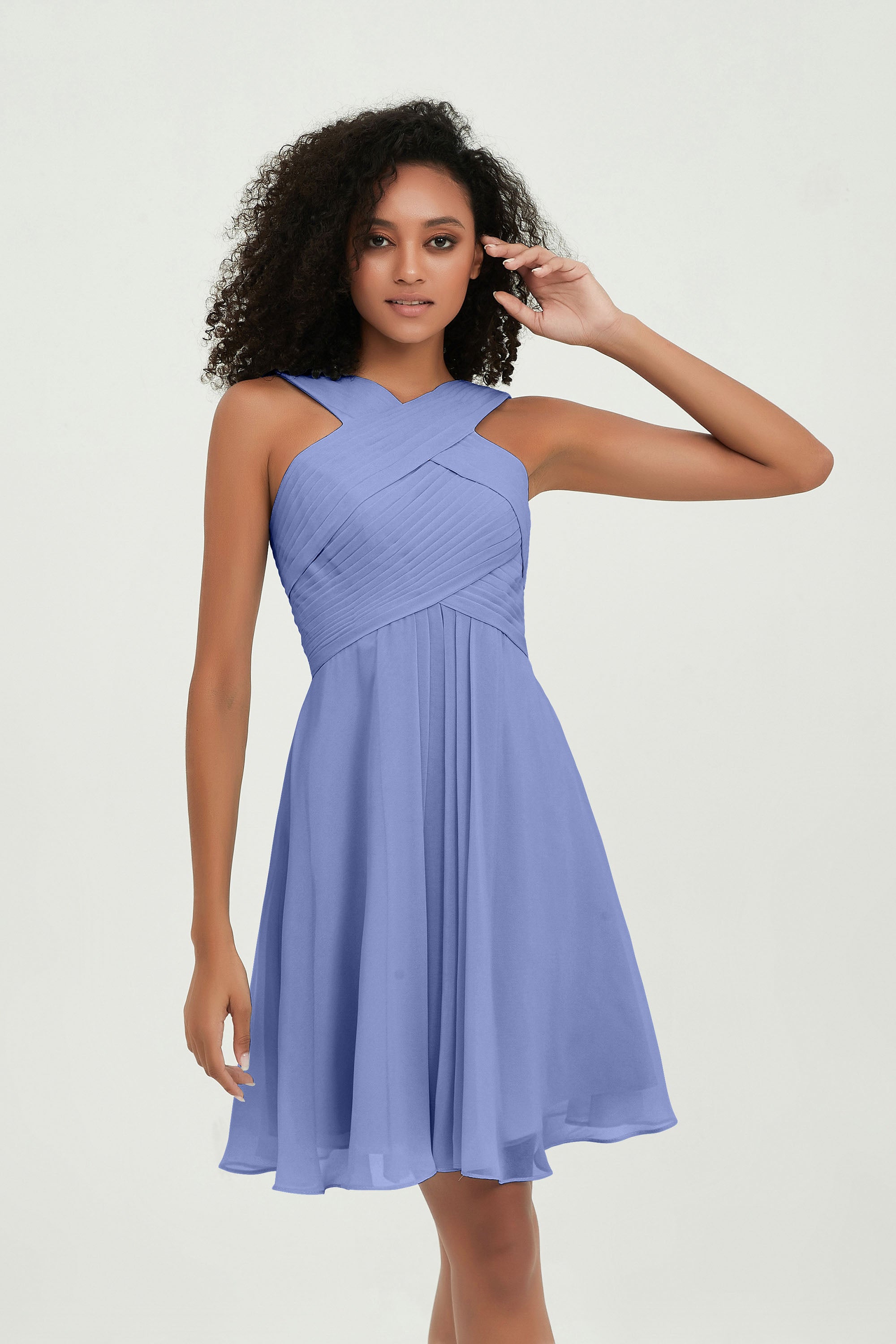 Empire Chiffon Knee Length Junior Bridesmaid Dress Wedding Prom Guest Dresses Gowns