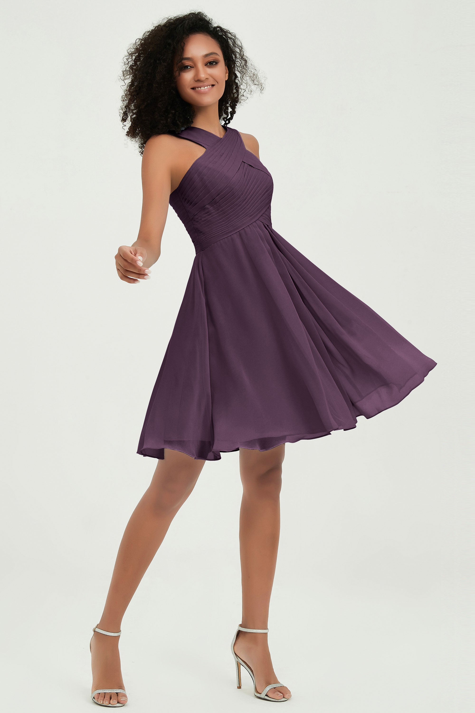 Empire Chiffon Knee Length Junior Bridesmaid Dress Wedding Prom Guest Dresses Gowns
