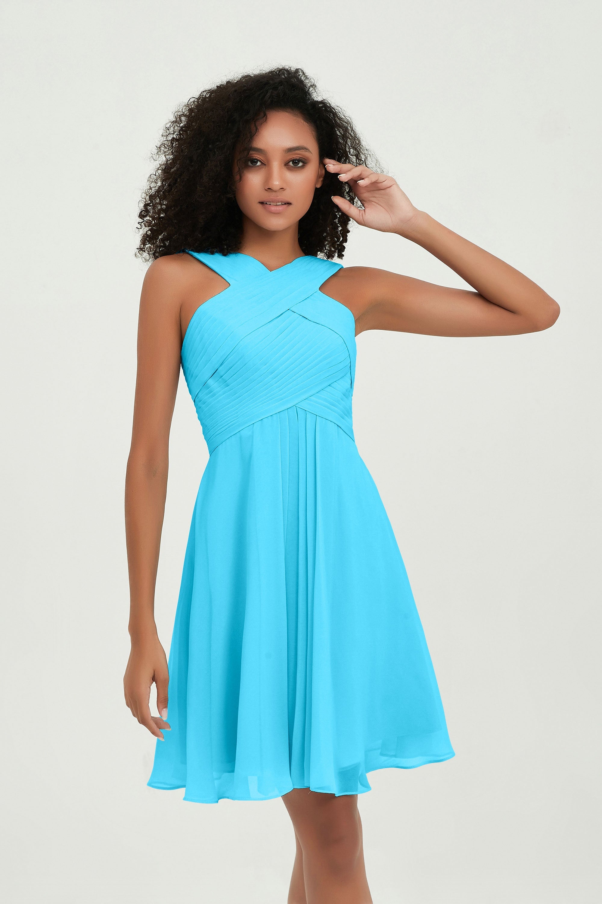 Empire Chiffon Knee Length Junior Bridesmaid Dress Wedding Prom Guest Dresses Gowns