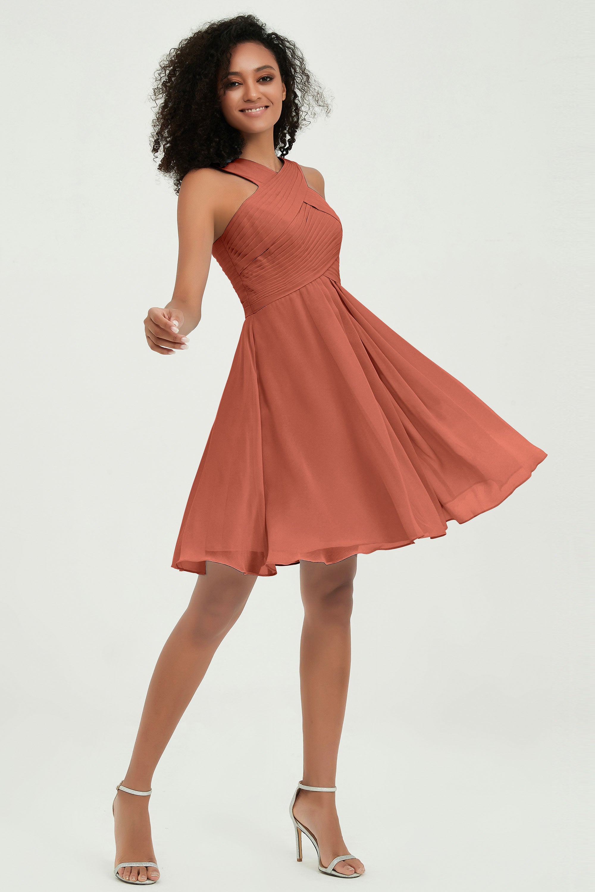 Empire Chiffon Knee Length Junior Bridesmaid Dress Wedding Prom Guest Dresses Gowns