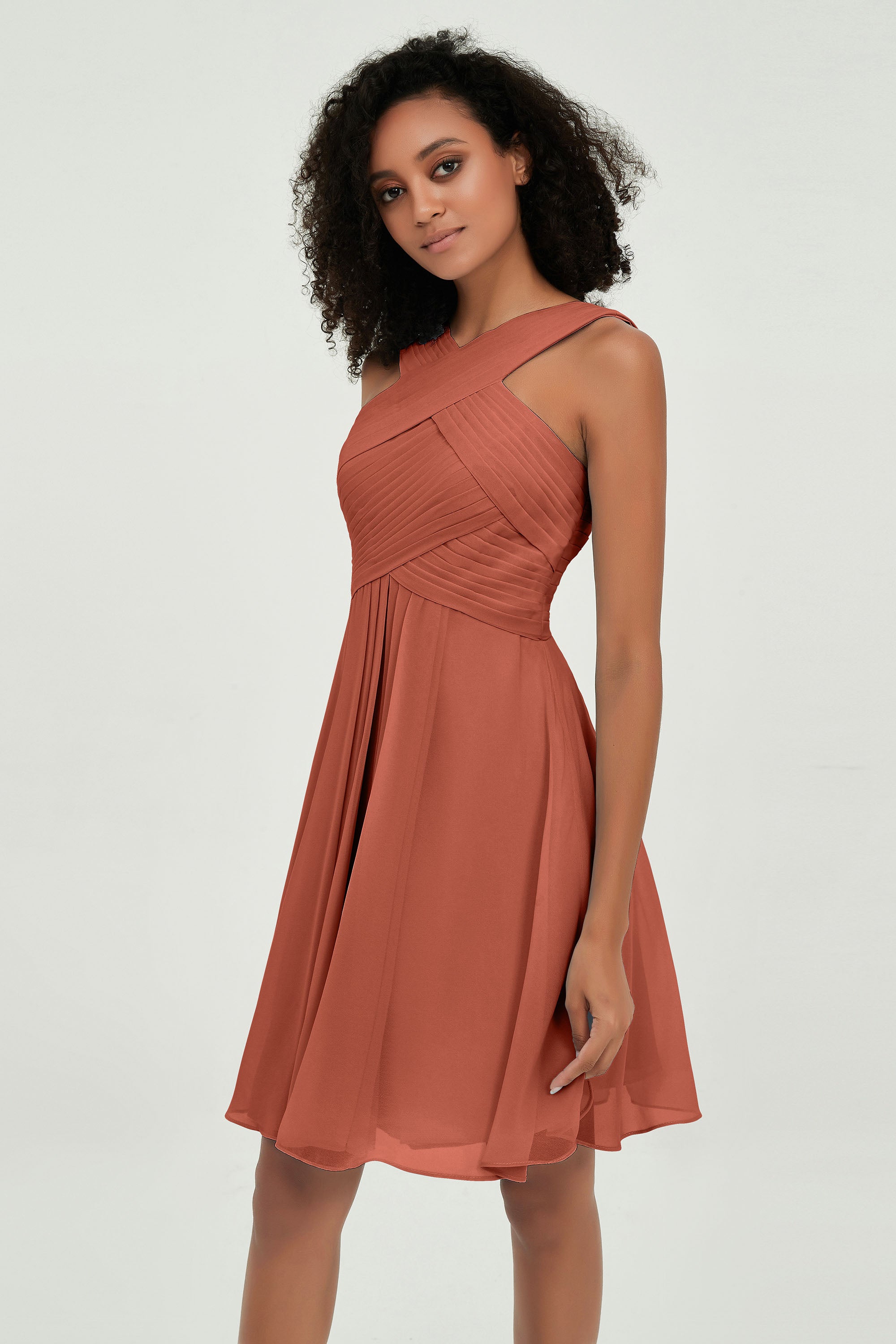 Empire Chiffon Knee Length Junior Bridesmaid Dress Wedding Prom Guest Dresses Gowns