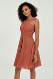 Empire Chiffon Knee Length Junior Bridesmaid Dress Wedding Prom Guest Dresses Gowns