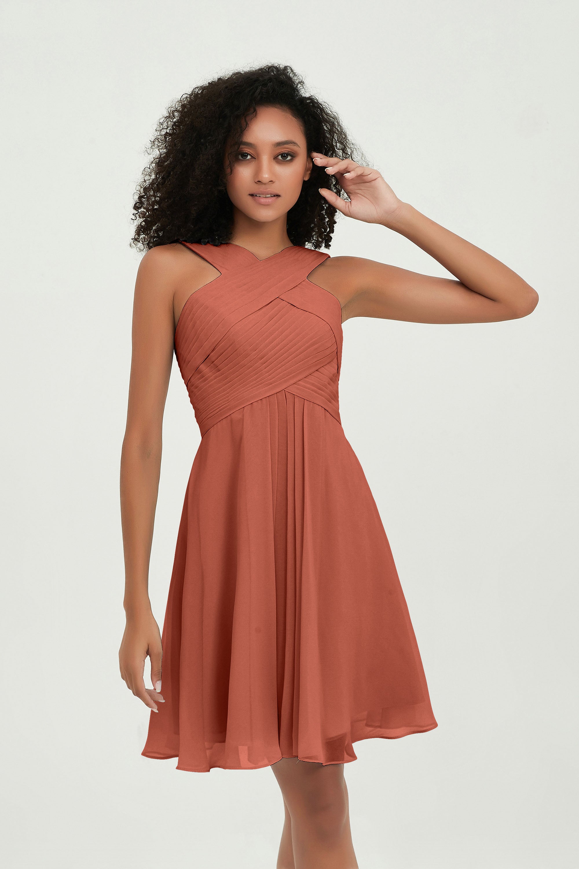 Empire Chiffon Knee Length Junior Bridesmaid Dress Wedding Prom Guest Dresses Gowns