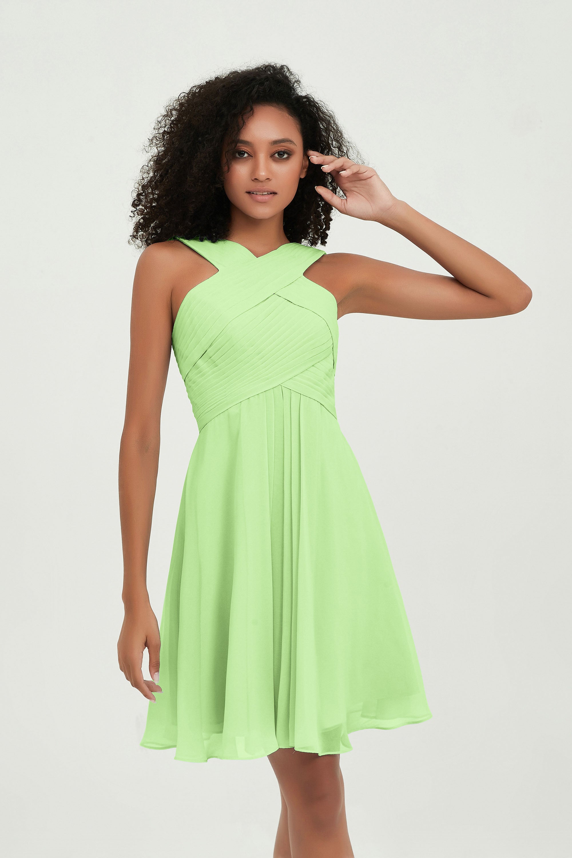 Empire Chiffon Knee Length Junior Bridesmaid Dress Wedding Prom Guest Dresses Gowns
