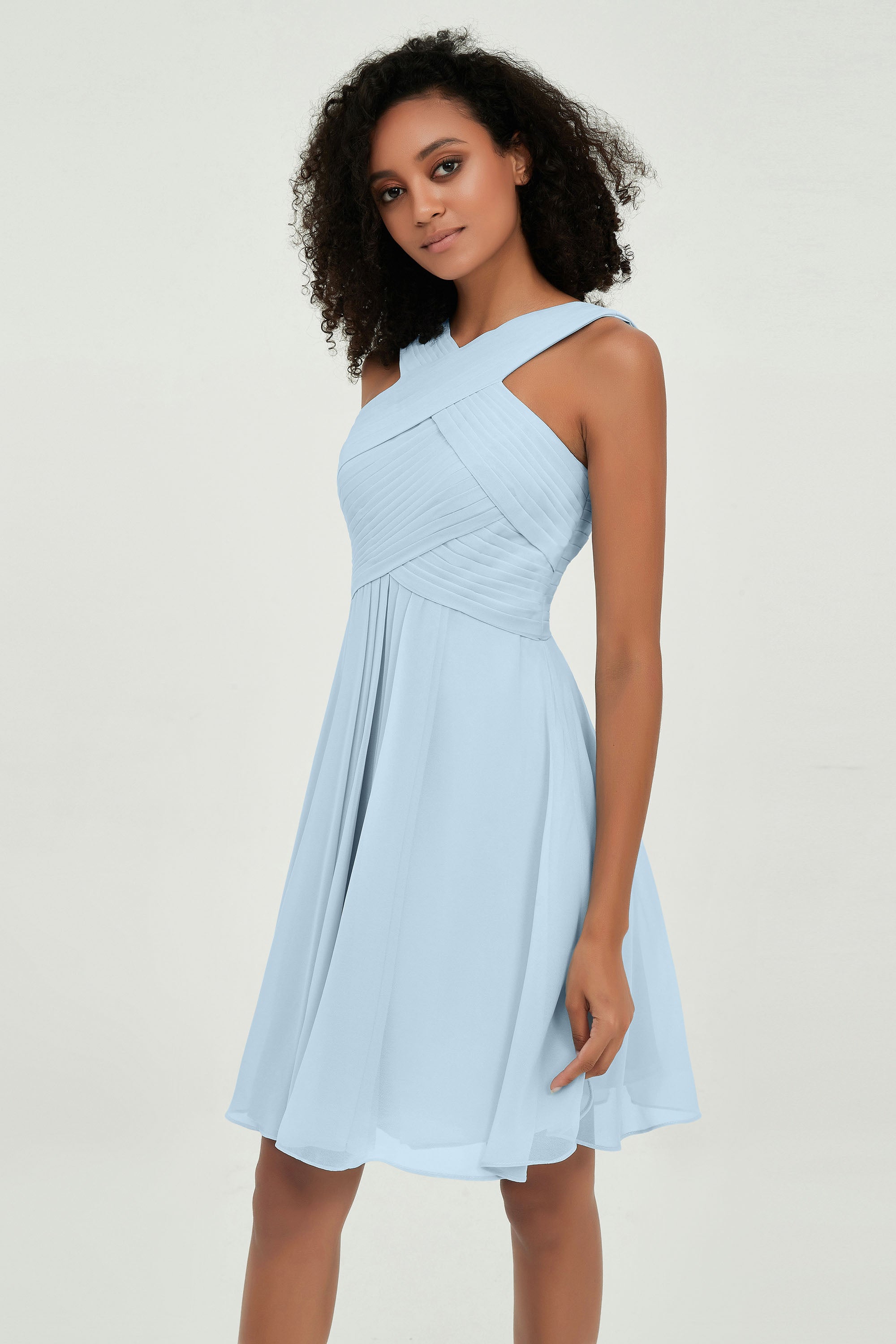 Empire Chiffon Knee Length Junior Bridesmaid Dress Wedding Prom Guest Dresses Gowns