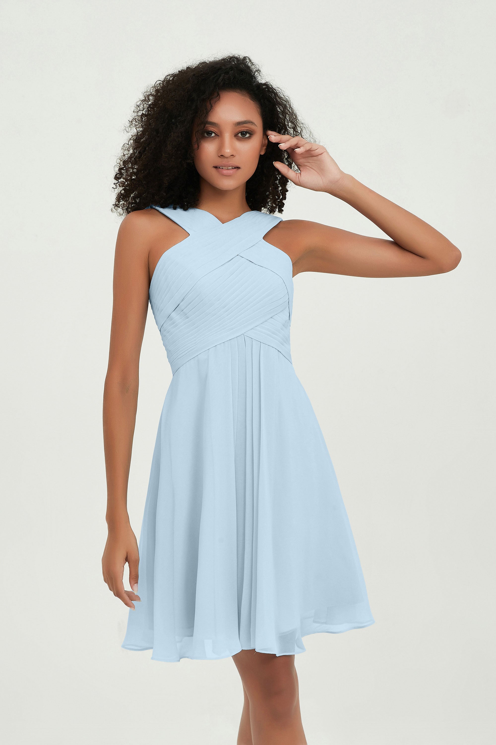 Empire Chiffon Knee Length Junior Bridesmaid Dress Wedding Prom Guest Dresses Gowns