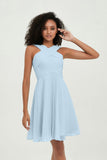 Empire Chiffon Knee Length Junior Bridesmaid Dress Wedding Prom Guest Dresses Gowns
