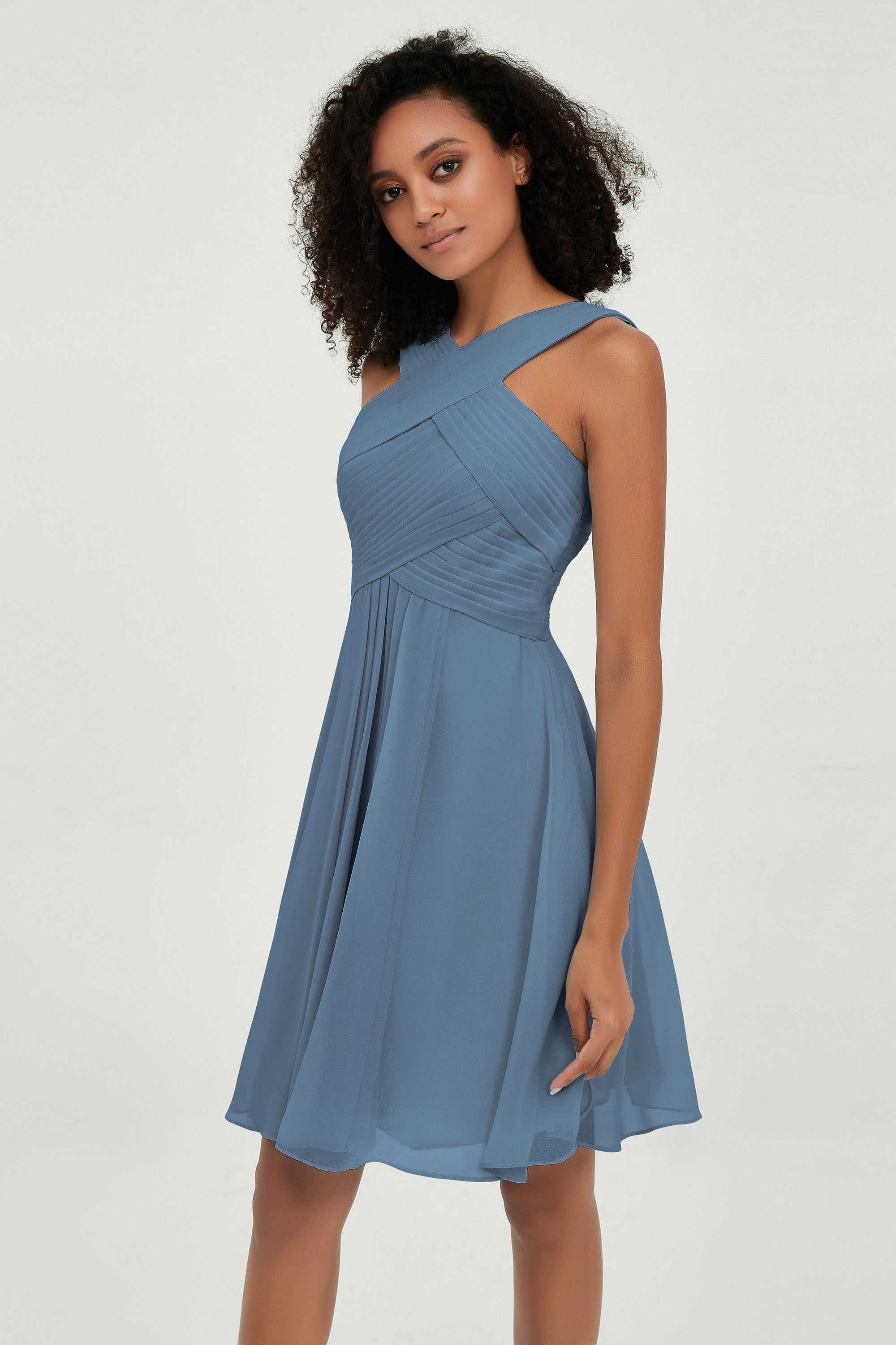 Empire Chiffon Knee Length Junior Bridesmaid Dress Wedding Prom Guest Dresses Gowns