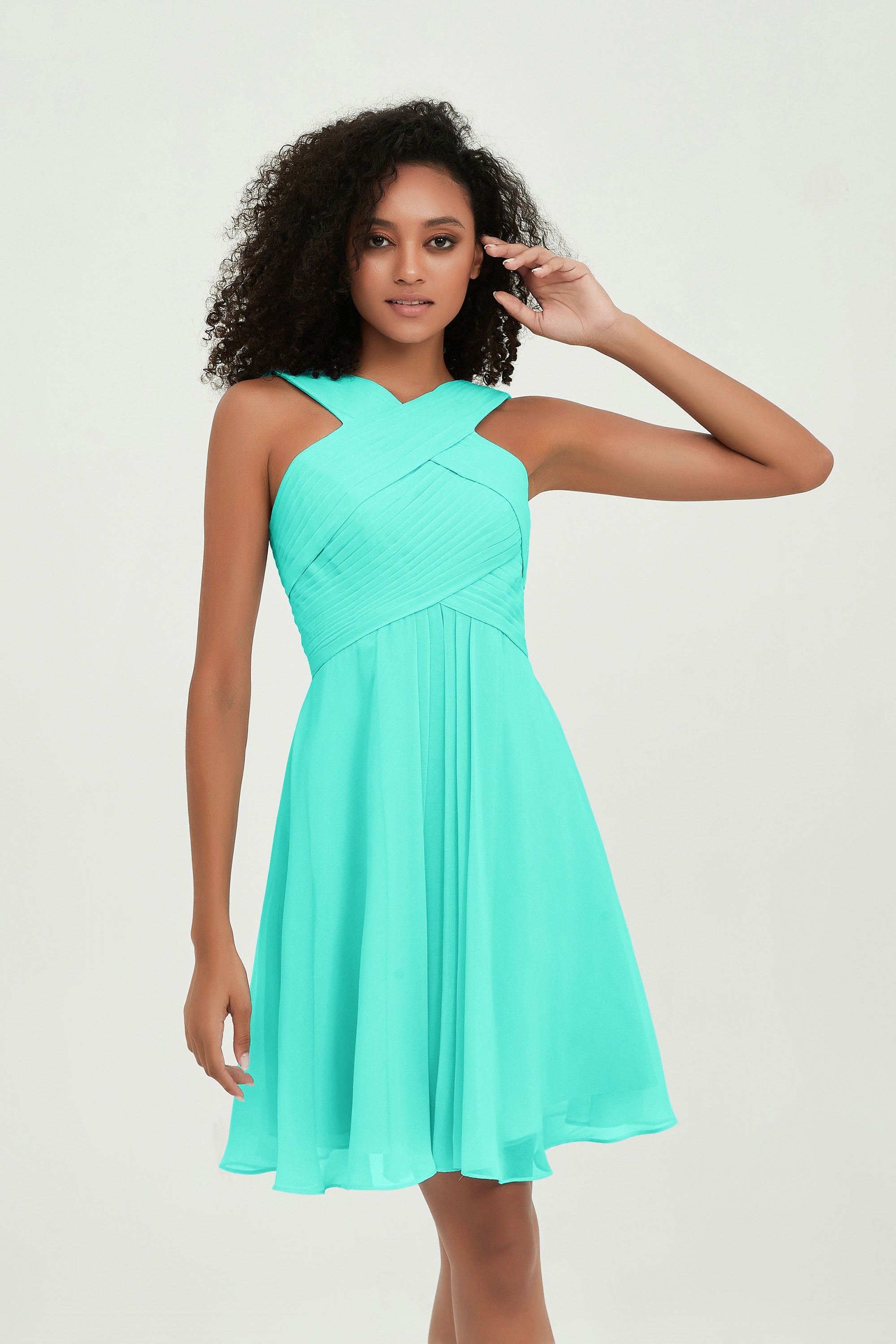Empire Chiffon Knee Length Junior Bridesmaid Dress Wedding Prom Guest Dresses Gowns