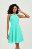 Empire Chiffon Knee Length Junior Bridesmaid Dress Wedding Prom Guest Dresses Gowns