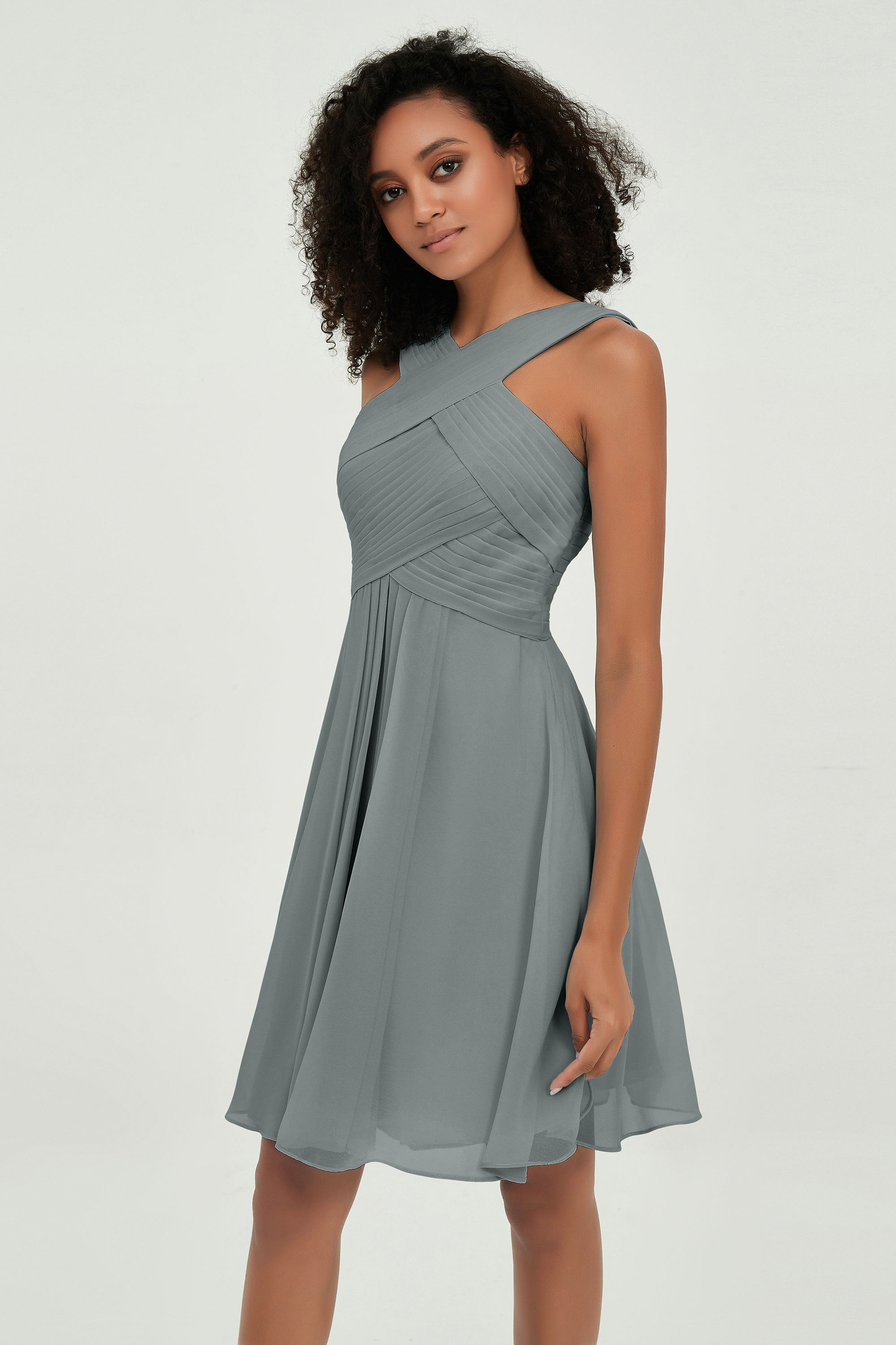 Empire Chiffon Knee Length Junior Bridesmaid Dress Wedding Prom Guest Dresses Gowns
