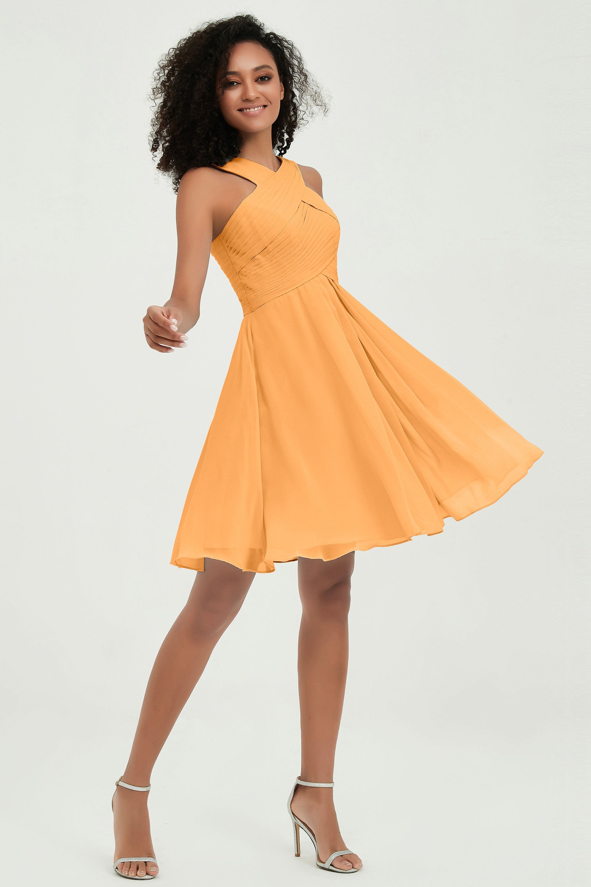 Empire Chiffon Knee Length Junior Bridesmaid Dress Wedding Prom Guest Dresses Gowns