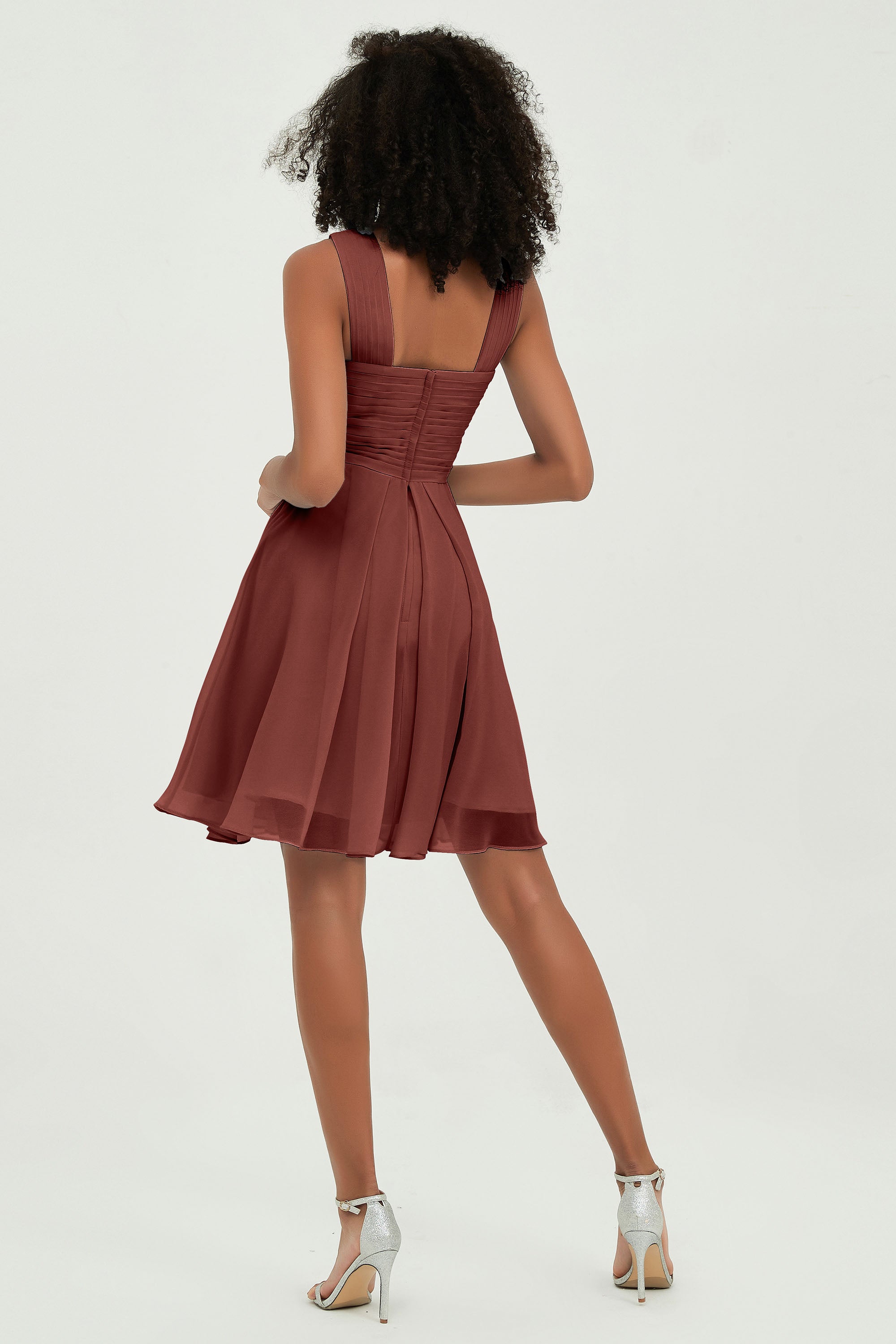 Empire Chiffon Knee Length Junior Bridesmaid Dress Wedding Prom Guest Dresses Gowns