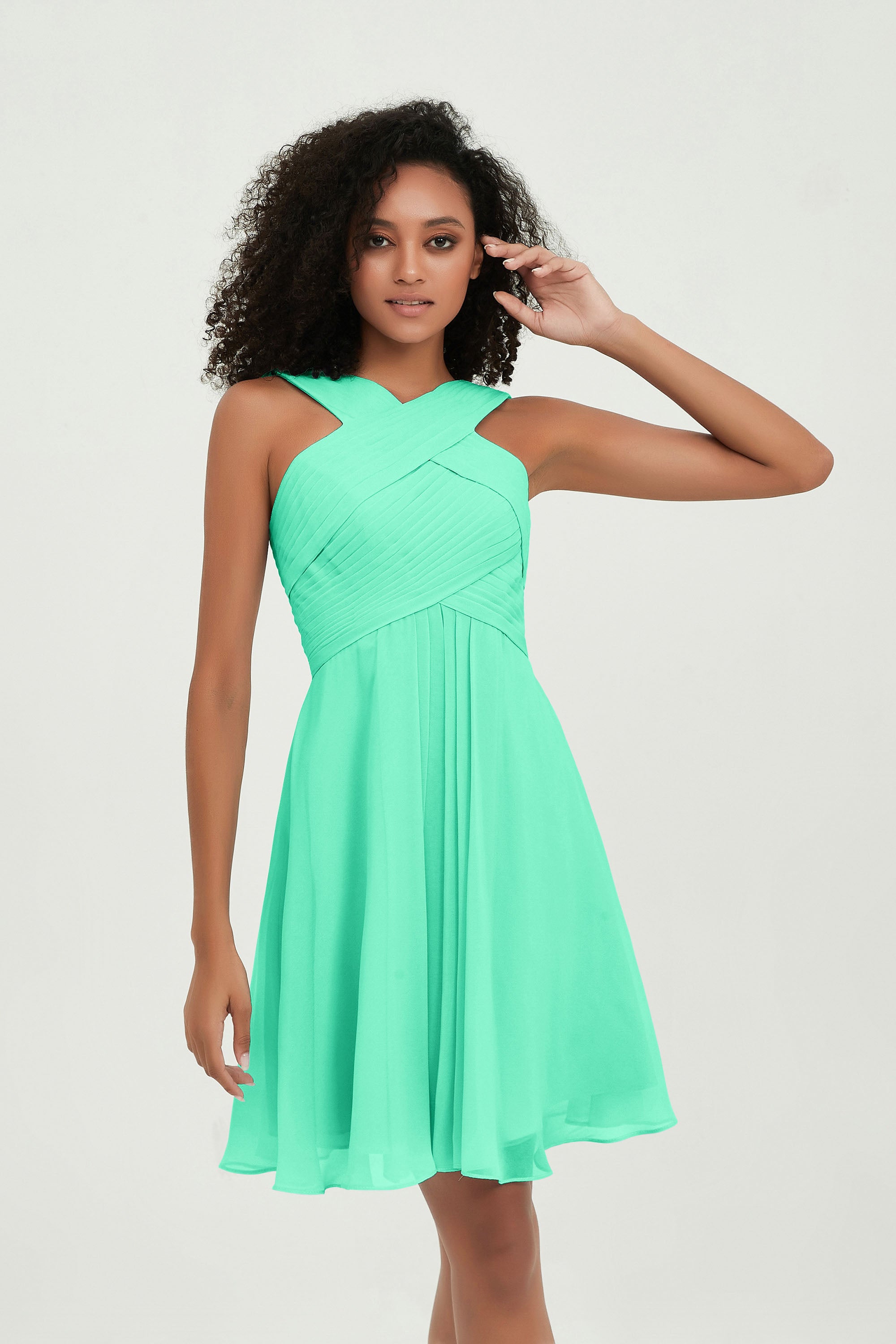 Empire Chiffon Knee Length Junior Bridesmaid Dress Wedding Prom Guest Dresses Gowns