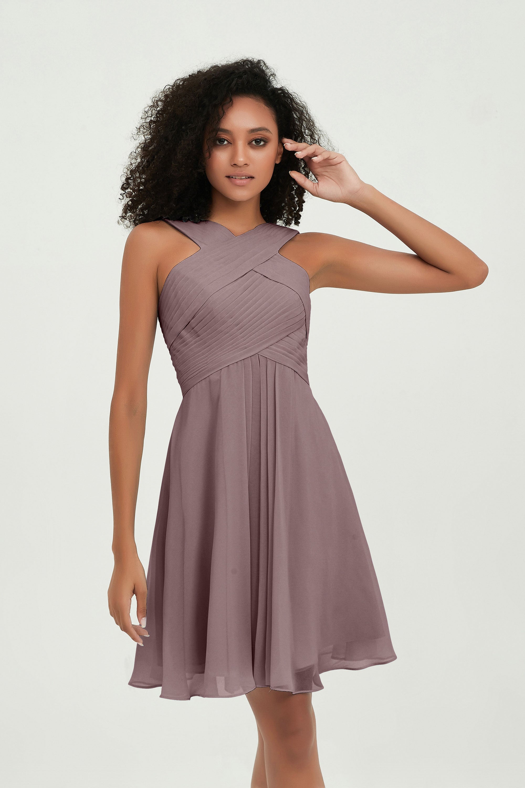 Empire Chiffon Knee Length Junior Bridesmaid Dress Wedding Prom Guest Dresses Gowns