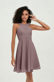 Empire Chiffon Knee Length Junior Bridesmaid Dress Wedding Prom Guest Dresses Gowns