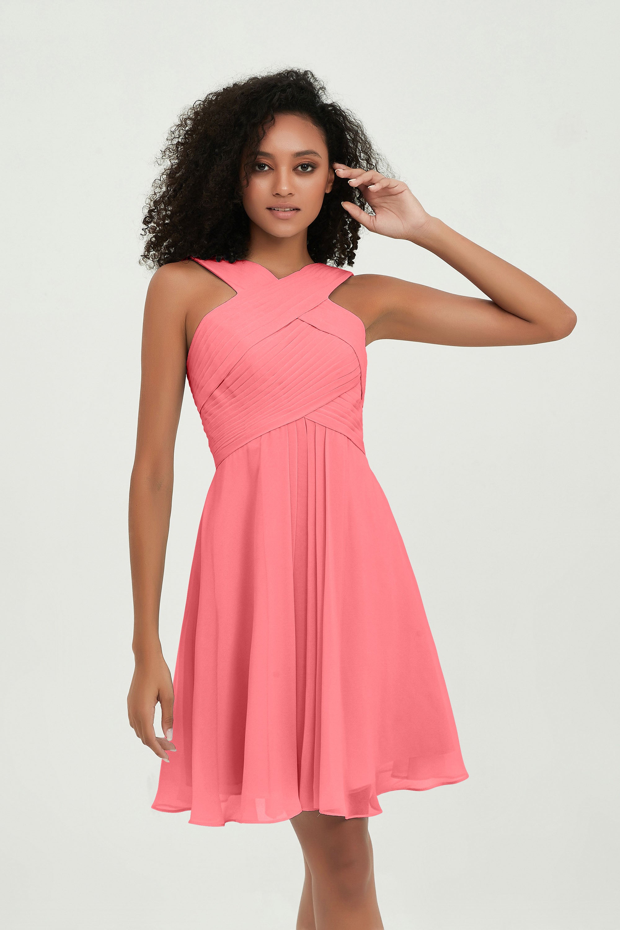 Empire Chiffon Knee Length Junior Bridesmaid Dress Wedding Prom Guest Dresses Gowns