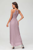 Simple Chiffon Asymmetrical Halter Wedding Party Dress Formal Evening Dresses Gowns