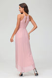 Simple Chiffon Asymmetrical Halter Wedding Party Dress Formal Evening Dresses Gowns
