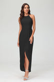Simple Chiffon Asymmetrical Halter Wedding Party Dress Formal Evening Dresses Gowns