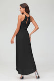 Simple Chiffon Asymmetrical Halter Wedding Party Dress Formal Evening Dresses Gowns