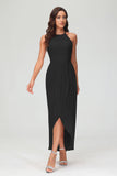 Simple Chiffon Asymmetrical Halter Wedding Party Dress Formal Evening Dresses Gowns