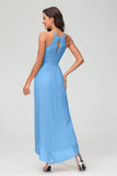 Simple Chiffon Asymmetrical Halter Wedding Party Dress Formal Evening Dresses Gowns