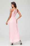 Simple Chiffon Asymmetrical Halter Wedding Party Dress Formal Evening Dresses Gowns
