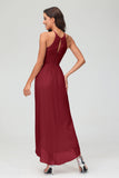 Simple Chiffon Asymmetrical Halter Wedding Party Dress Formal Evening Dresses Gowns