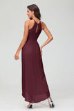 Simple Chiffon Asymmetrical Halter Wedding Party Dress Formal Evening Dresses Gowns