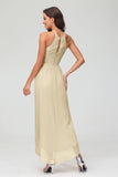 Simple Chiffon Asymmetrical Halter Wedding Party Dress Formal Evening Dresses Gowns