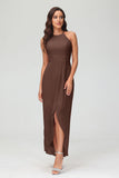 Simple Chiffon Asymmetrical Halter Wedding Party Dress Formal Evening Dresses Gowns