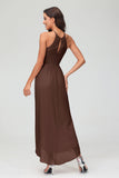 Simple Chiffon Asymmetrical Halter Wedding Party Dress Formal Evening Dresses Gowns
