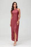 Simple Chiffon Asymmetrical Halter Wedding Party Dress Formal Evening Dresses Gowns