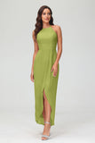 Simple Chiffon Asymmetrical Halter Wedding Party Dress Formal Evening Dresses Gowns