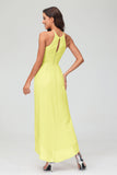 Simple Chiffon Asymmetrical Halter Wedding Party Dress Formal Evening Dresses Gowns