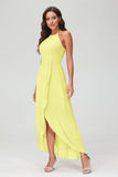 Simple Chiffon Asymmetrical Halter Wedding Party Dress Formal Evening Dresses Gowns