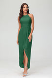 Simple Chiffon Asymmetrical Halter Wedding Party Dress Formal Evening Dresses Gowns