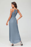 Simple Chiffon Asymmetrical Halter Wedding Party Dress Formal Evening Dresses Gowns