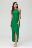 Simple Chiffon Asymmetrical Halter Wedding Party Dress Formal Evening Dresses Gowns
