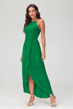 Simple Chiffon Asymmetrical Halter Wedding Party Dress Formal Evening Dresses Gowns
