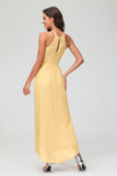 Simple Chiffon Asymmetrical Halter Wedding Party Dress Formal Evening Dresses Gowns